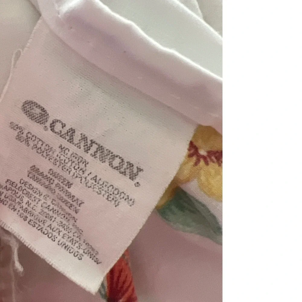 Cannon Flat Sheet Queen‎ Vintage Calico Wildflower Butterfly Sprig Floral White